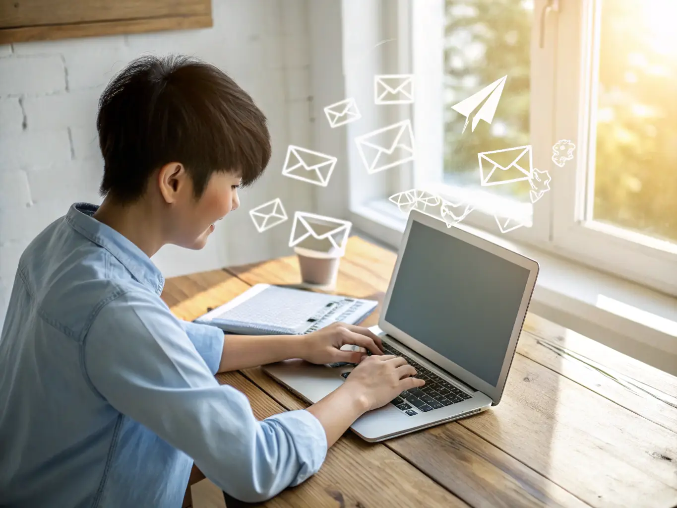 A person working on a laptop with cloud icons and software interfaces displayed on the screen, illustrating Inproem's SaaS offerings.